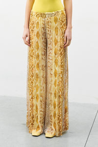 SORRENTO Yellow Snake Print Maxi Pants