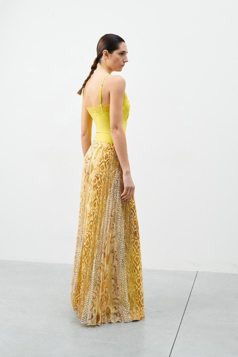 SORRENTO Yellow Snake Print Maxi Pants