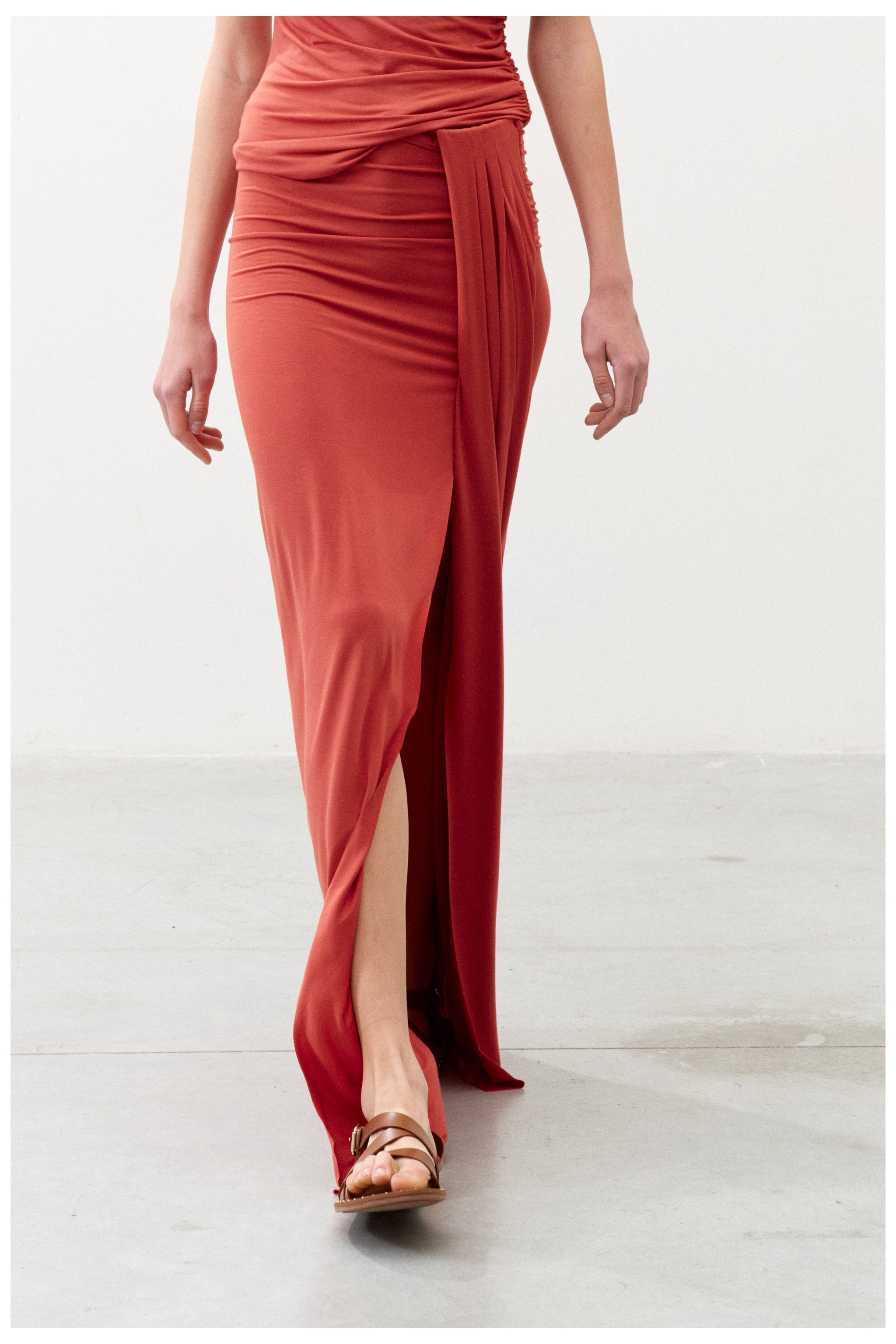 ROLANDE RED CLAY Long Skirt