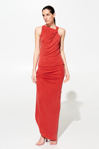ODELIA POPPY RED Long Skirt